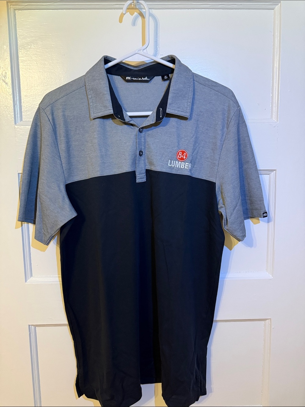 Travis Mathew Two-Tone Gray and Black Polo with Embroidered Logo